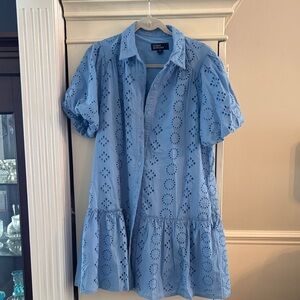 Donna Morgan Light Blue Eyelet Dress